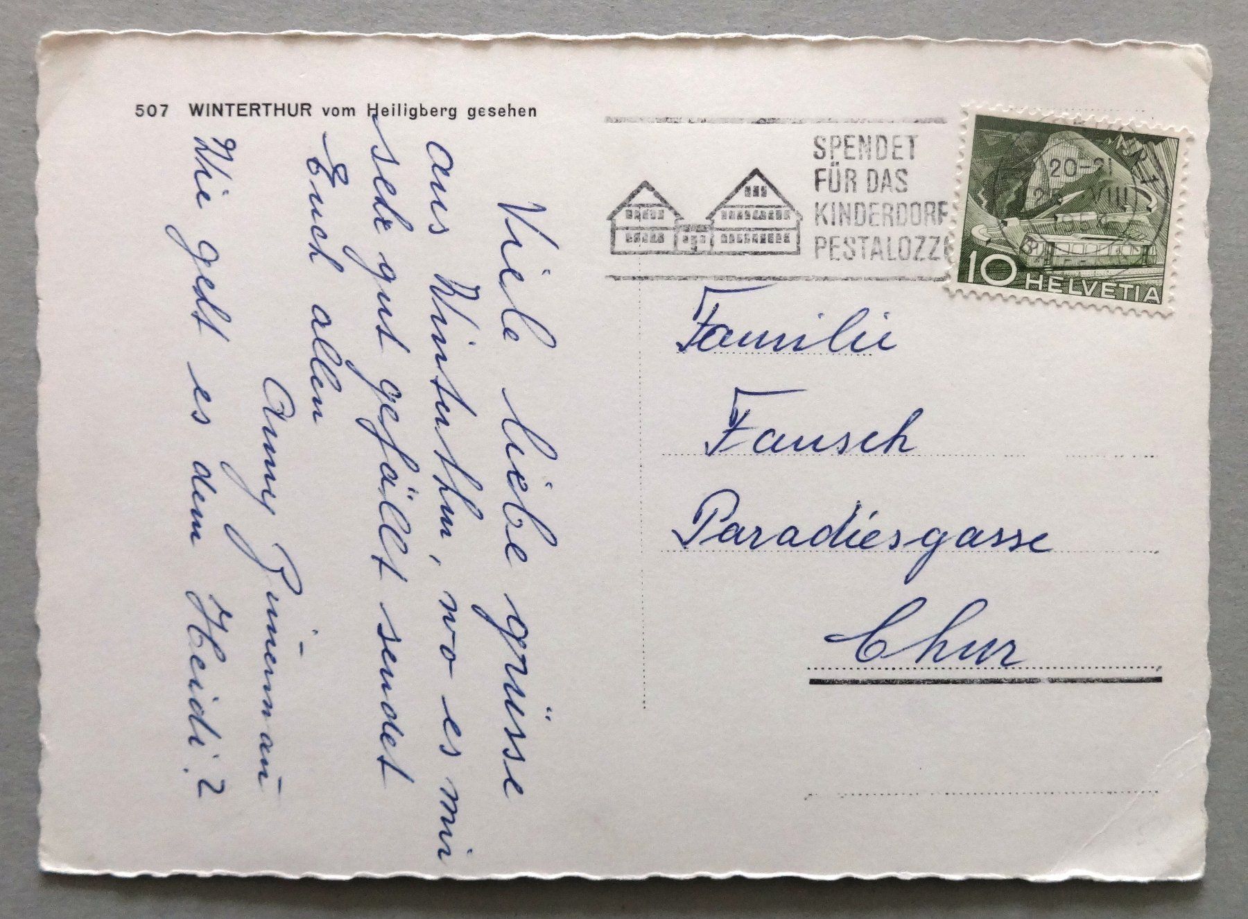 Cartoline postali: Winterthur vom Heiliberg gesehen – Usato da Fétigny venduto da Billy2miny 1