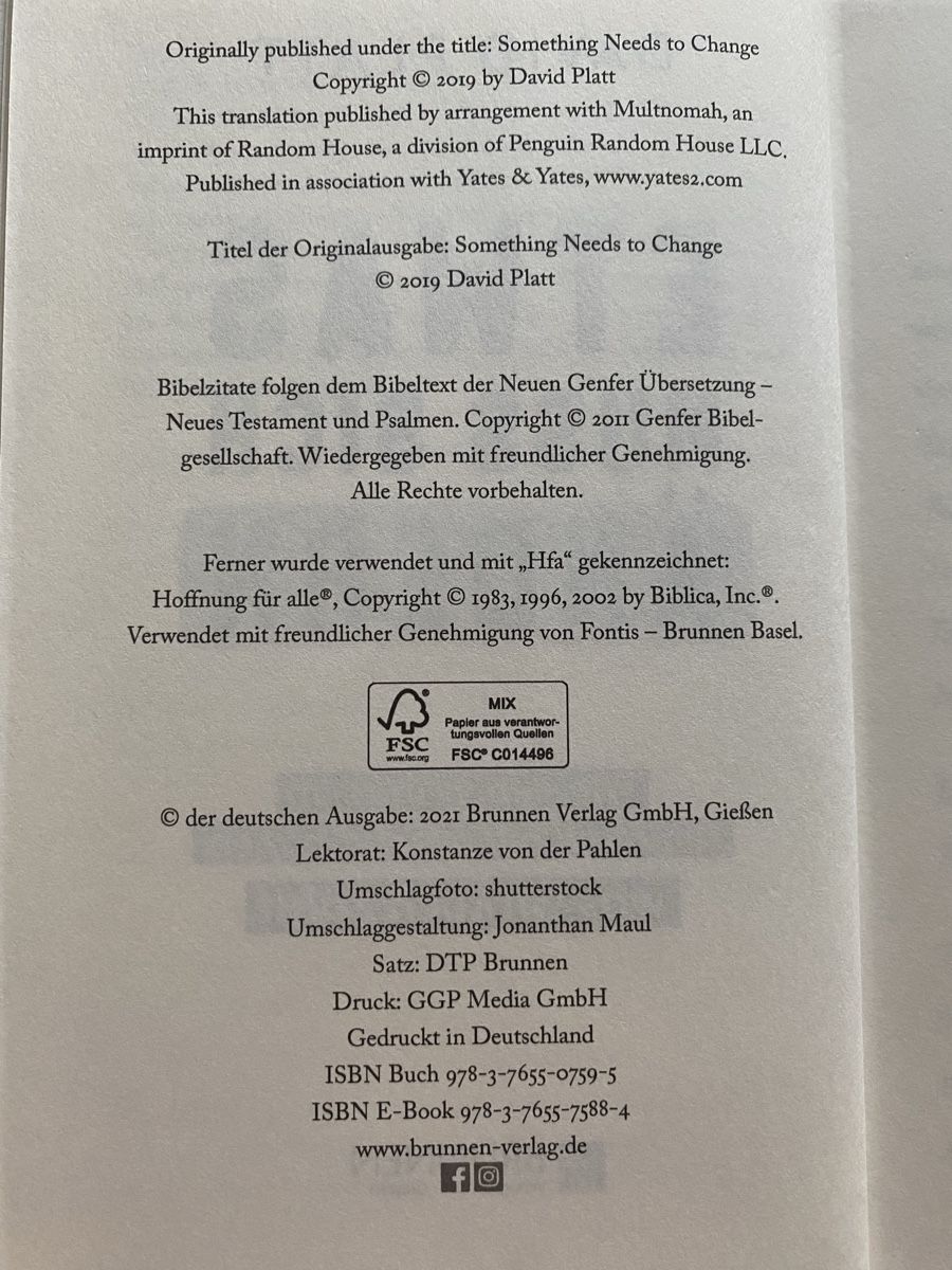 Libri: Etwas muss sich ändern - David Platt – Usato da Schwarzenburg venduto da Michellu 4