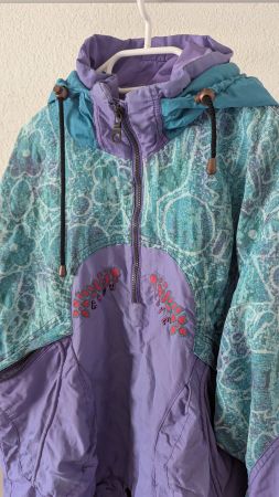 Original Vintage Half Zip Jacke Retro 80er 90er lila türkis