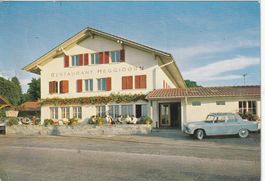 AK  Hotel Restaurant Heggidorn Mühleberg .mit Oldteimer Auto
