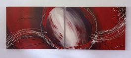 Leinwandbild 2 x 80 x 58 cm, rot, schwarz, weiss