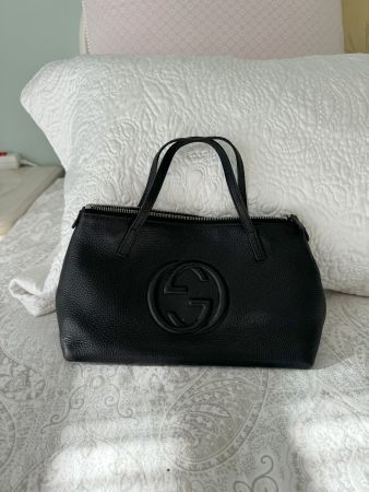 Gucci Shopper Leder schwarz-silber