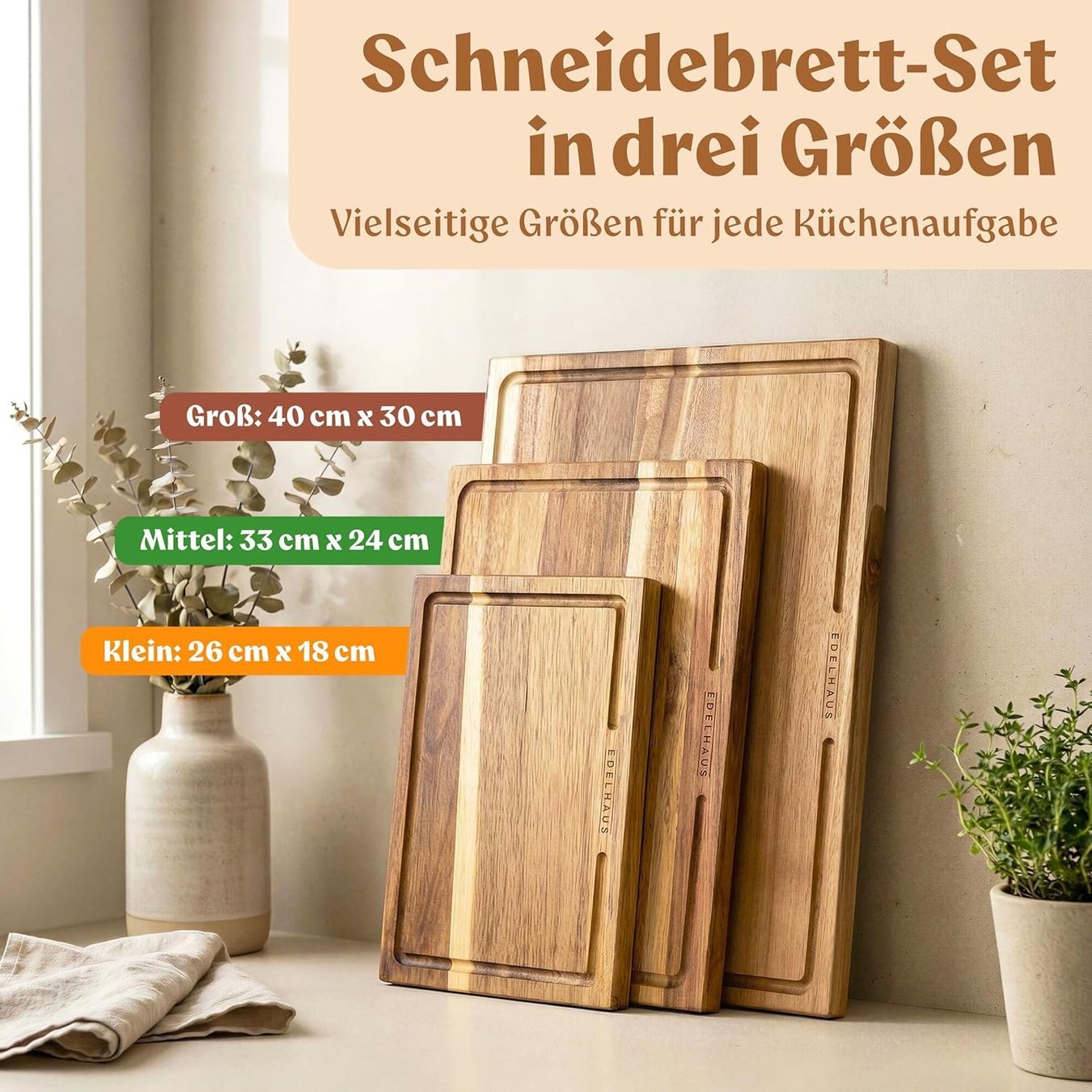 Elettrodomestici da cucina: Schneidebrett Holz 3er Set – Nuovo e nell'imballaggio originale da Nuglar venduto da SaleRitter 4