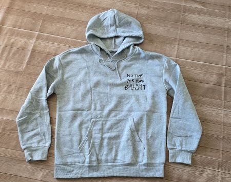 🆕️ Grauer Hoodie - L - „No Time For Your Bullshit“ 4️⃣