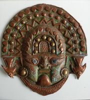 Dekorative Wandmaske aus Kupfer, Ethno-Stil, Vintage