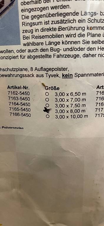 Altro: Dachsutzplane / Abdeckplane für Wohnwagen oder Wohnmobil – Usato da Kappelen venduto da Gere28 1