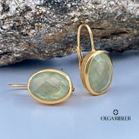 Klassische Sterling Silber 925 Ohrringe mit Prehnite