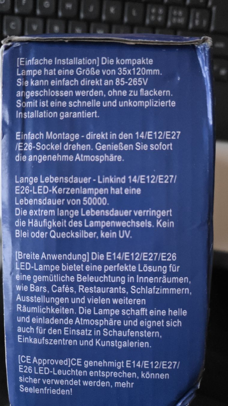 Lampen: Energy Saving LED Bulb 💡 C40 12W – Neu und originalverpackt aus Magglingen/Macolin von December 2