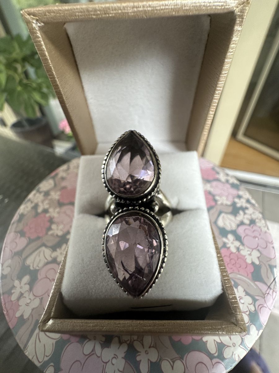 Anelli: Doppel Kunzit Edelstein Ring, 925 Silber, Grösse 57  – Nuovo e nell'imballaggio originale da Kriens venduto da Hortensie6