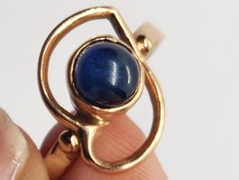 Vintage Goldring mit blauem Saphir aus 14k 585er Roségold