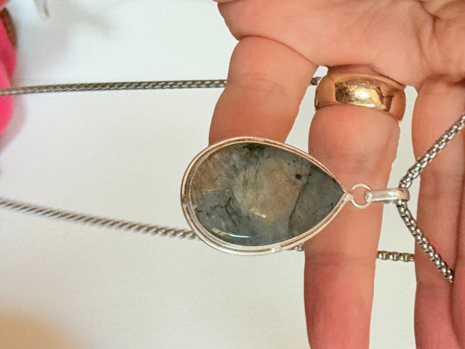 Catenine: Pendentif Labradorite Goutte & Chaîne - Parfait ... – Nuovo e nell'imballaggio originale da Genève venduto da AWWA 3