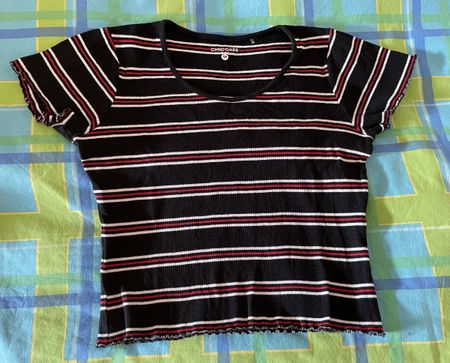 T-Shirt, gestreift, schwarz-rot-weiss, Gr. M