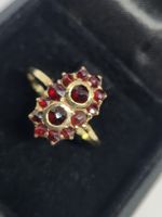 Antiker Goldring mit Granatsteinen 333 Gold gestempelt gr 63