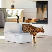 Edelstahl Katzentoilette mit Haube weiss Fabrikneu