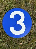 Grosses Emailschild "3" vintage 60er Jahre Original 50cm