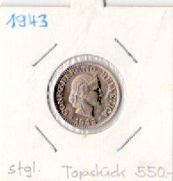 Tutti le monete: 10 Rappen 1943, CuNi, stgl. Topstück – Nuovo (secondo la descrizione) da Bonstetten venduto da Pinguin75