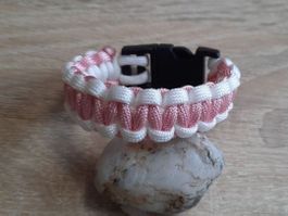 Paracord Armband Weiss Rosa