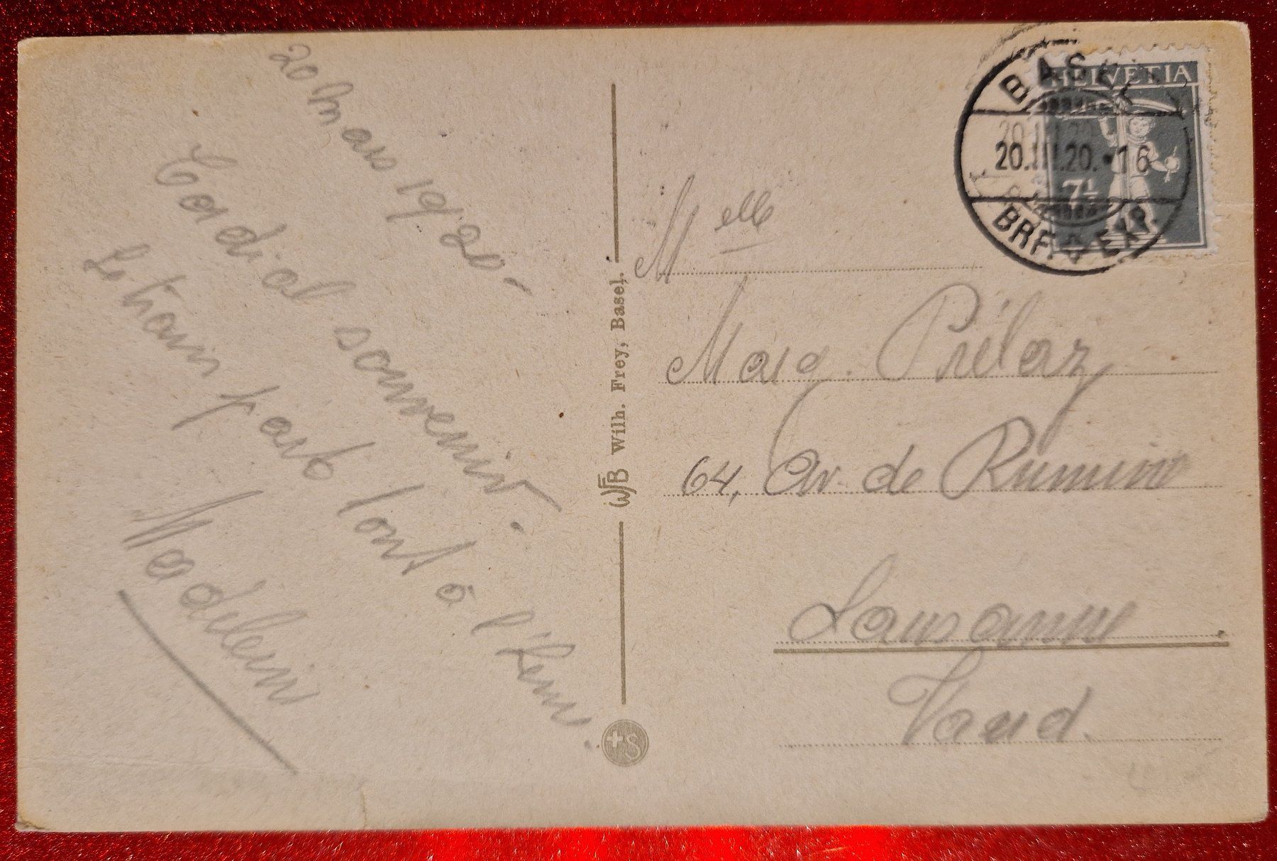 Ansichtskarten: Basel, Die drei Rheinbrücken 1920 – Gebraucht aus Melchnau von Fishel 1