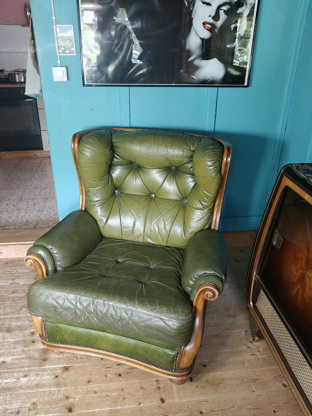 Chesterfield Poltrone: grüner Chesterfield Leder Sessel  – Usato da Ebnat Kappel venduto da Noah2512 1