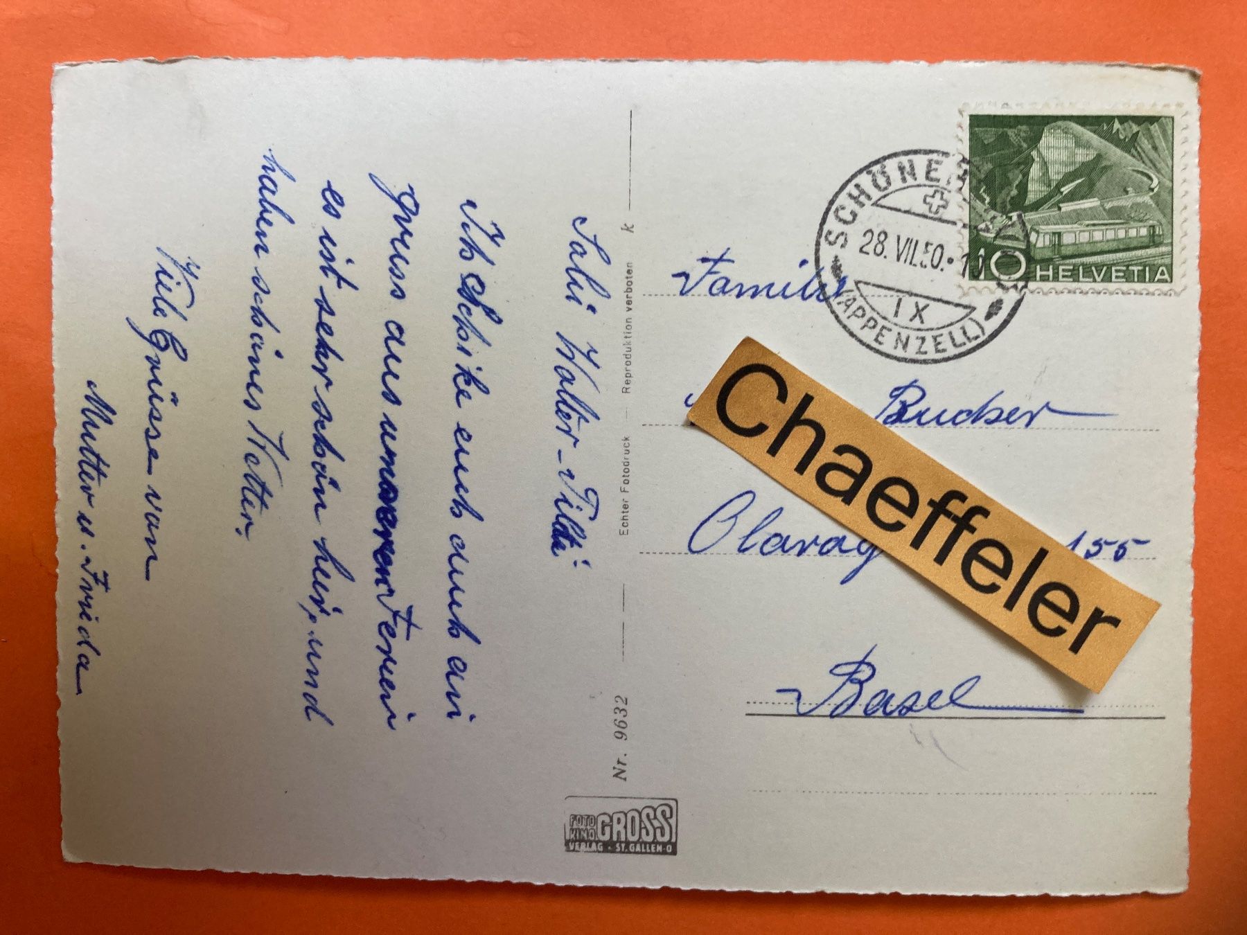 Cartoline postali: 1950  9632 Wald - Schönengrund – Usato da Zürich venduto da Chaeffeler 1