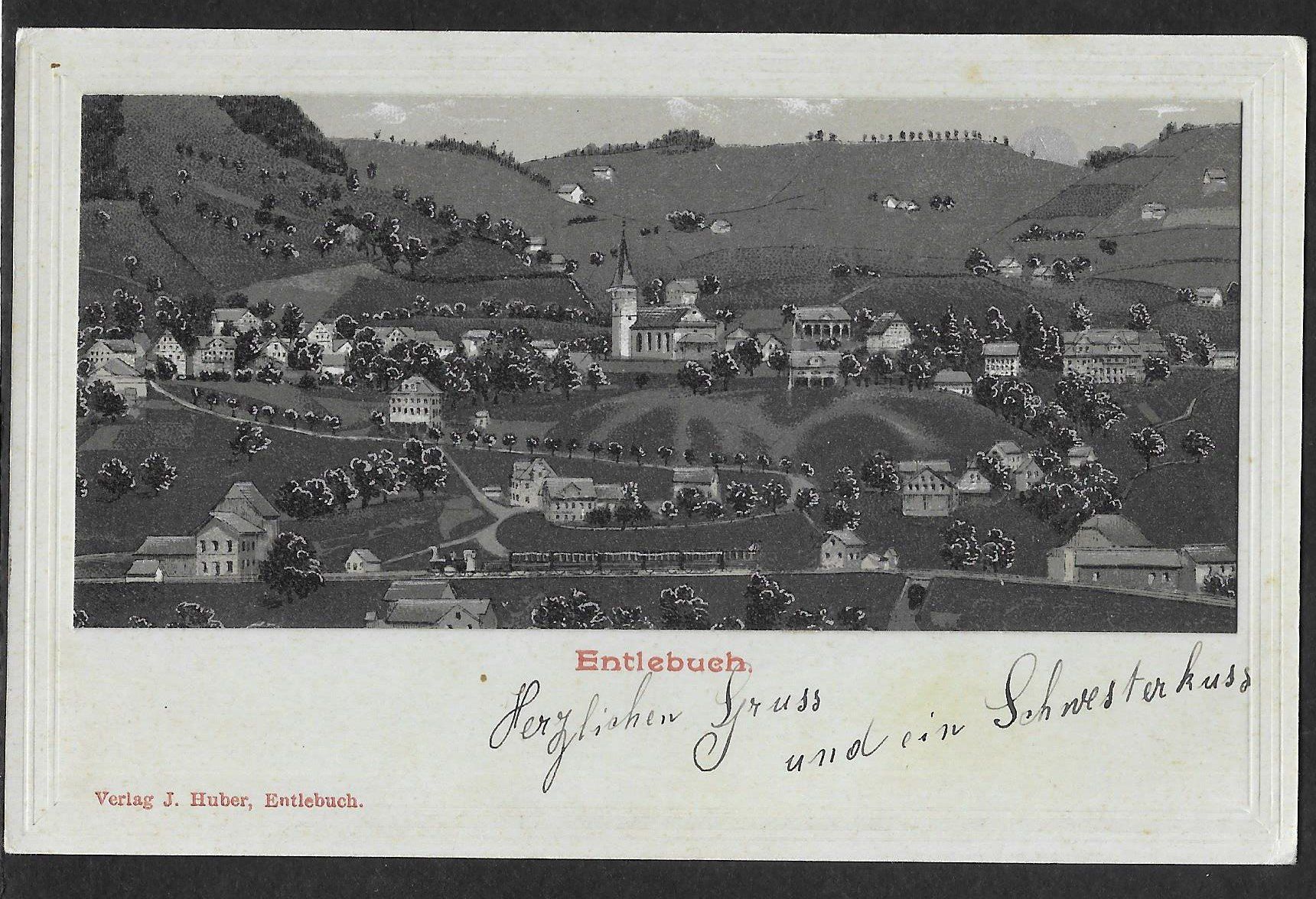 Ansichtskarten: Entlebuch grüne Nachtlithografie – Gebraucht aus Olten von clotaldi
