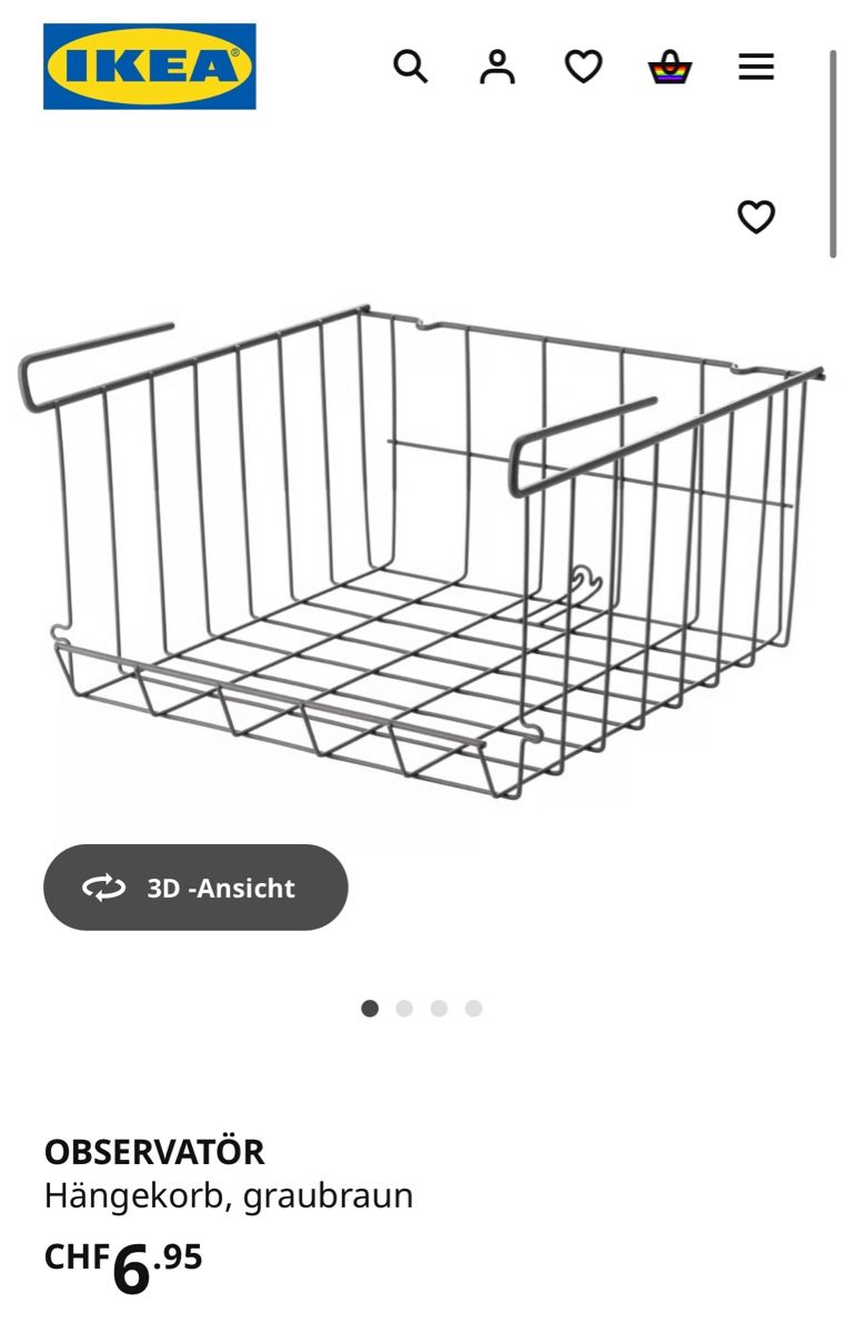 Ikea Altro per la casa: 3x Ikea OBSERVATÖR Hängekorb – Nuovo e nell'imballaggio originale da Zürich venduto da ravioliii