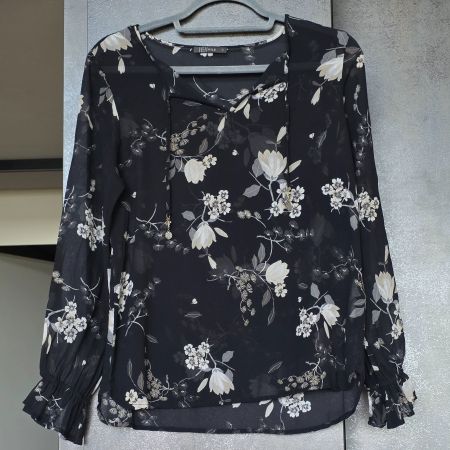 🐸 NILE 2 WAY VISKOSE BLUSE SCHWARZ MIT BLUMENPRINT