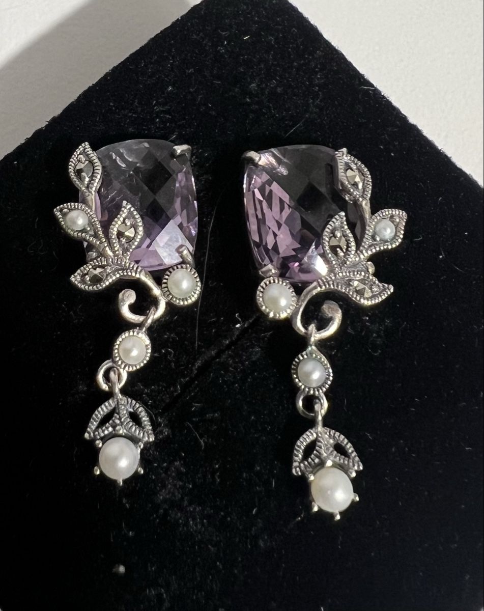 Ohrringe & -stecker: Boucles d’oreilles améthyste et petites perles – Gebraucht aus St-Pierre-Clages von ste_xk6p 1