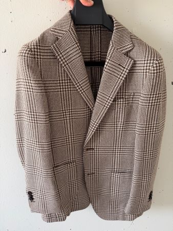 Herren Sakko Suitsupply Wolle Alpaka Seide braun kariert