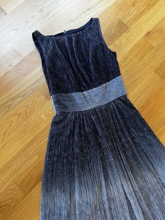 SWING Abendkleid Gr. 34 – Dunkelblau/Silber – bodenlang