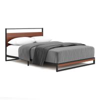 Metall Bett  140 x 200 cm schwarz/natur