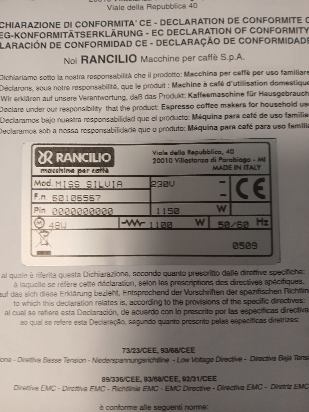 Rancilio Macchine per caffè & Macchine per espresso: Rancilio Miss Silvia Espressomaschine – Usato da Rüdtligen venduto da winunan 7