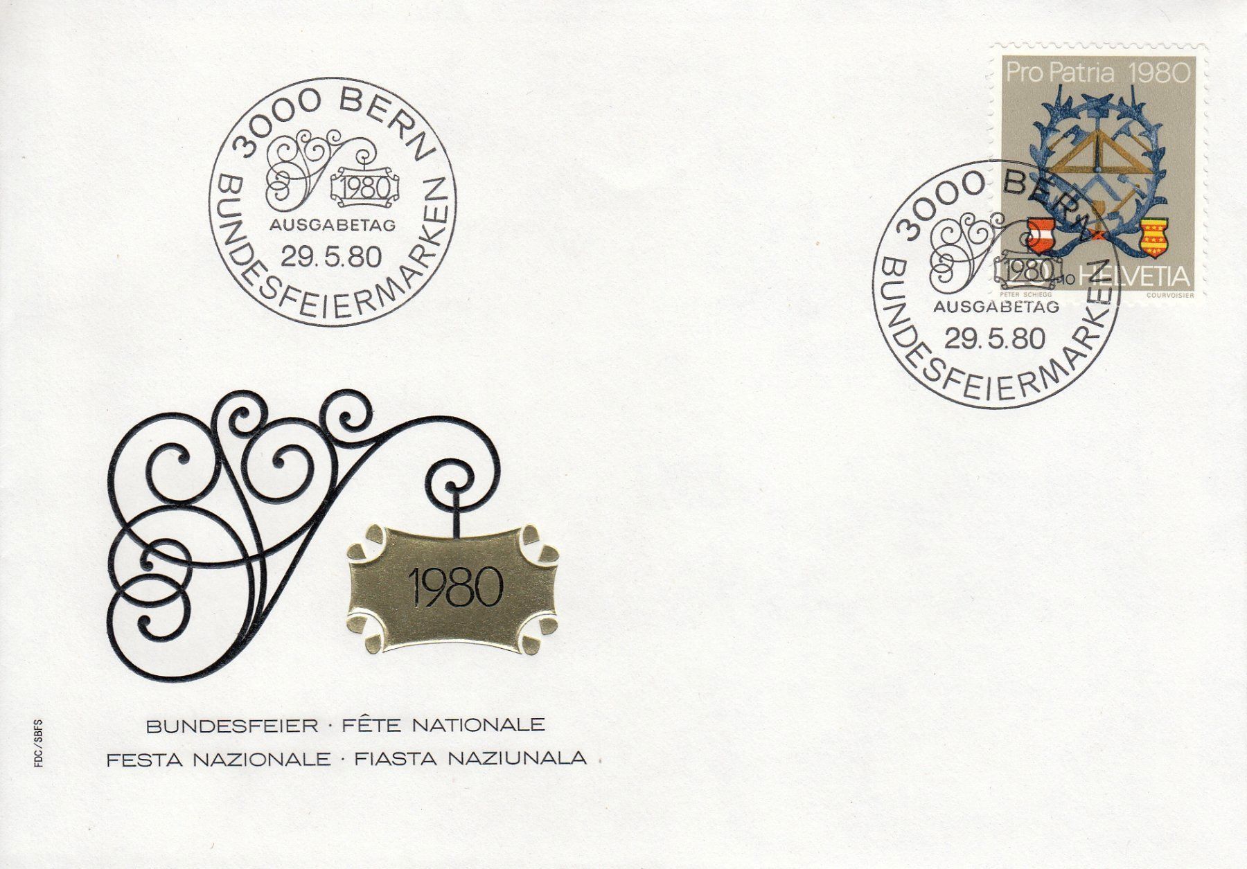 Tutti i francobolli: Pro Patria 1980 4 FDC – Usato da Spreitenbach venduto da Mustang_1105