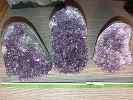 Bellissimo trittico di geodi ametista 