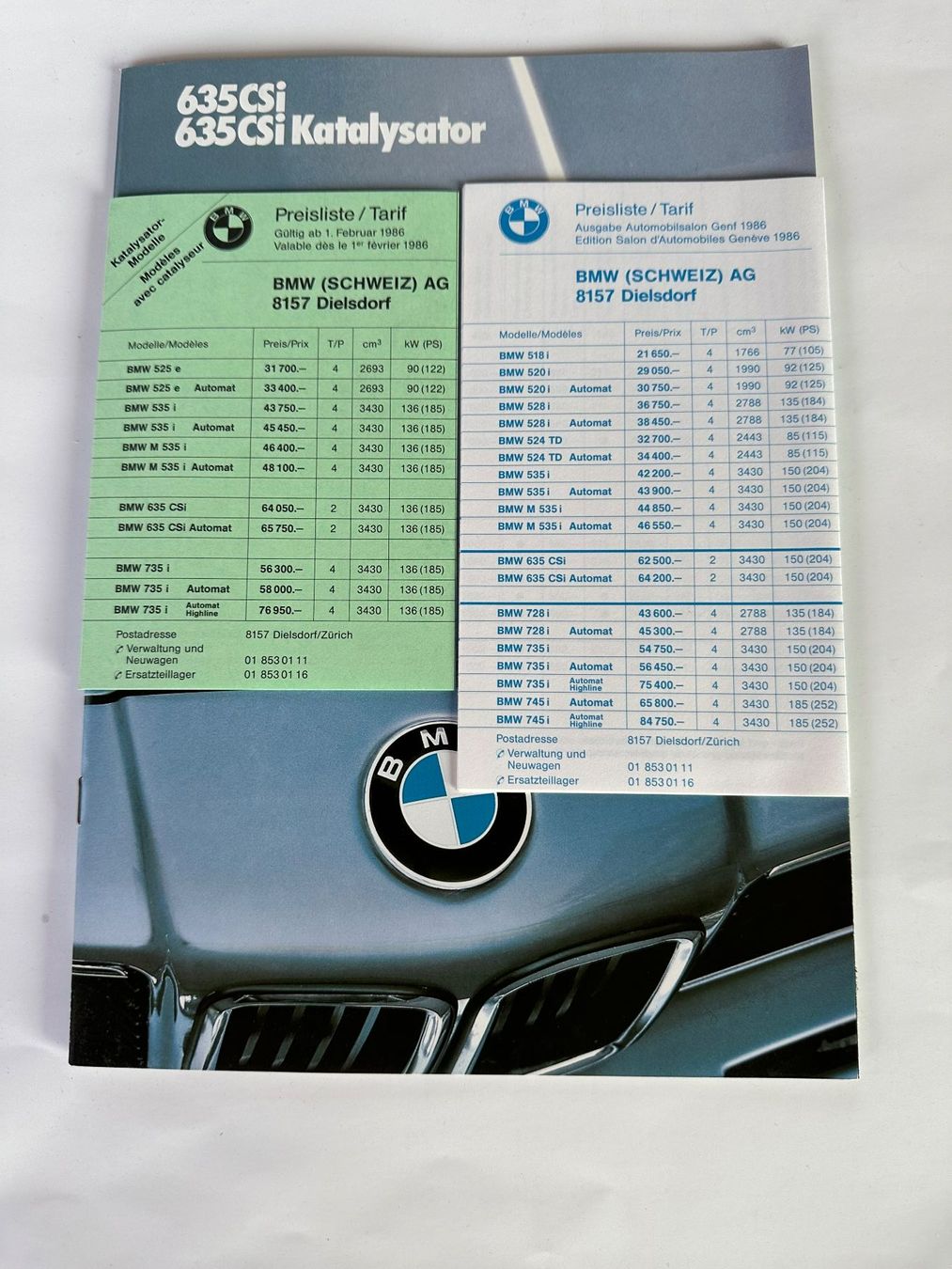 BMW Dokumente: Prospekt  BMW 635 CSI , mit Preisliste – Gebraucht aus Boswil von pavo1