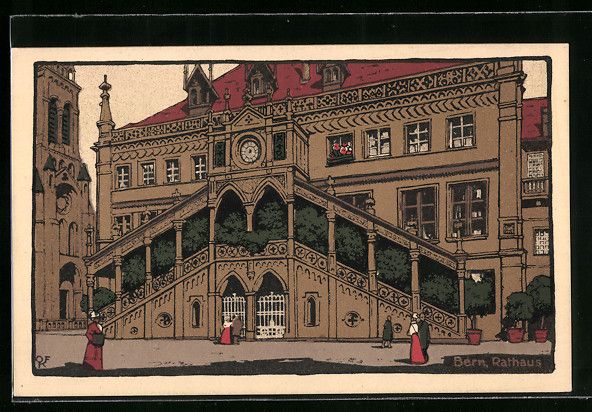 Cartoline postali: Steindruck-AK Bern, Rathaus – Usato da Berlin venduto da bartko-reher