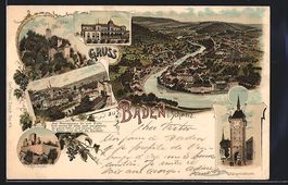 Litho Baden, Casino, Schloss Stein, Scha