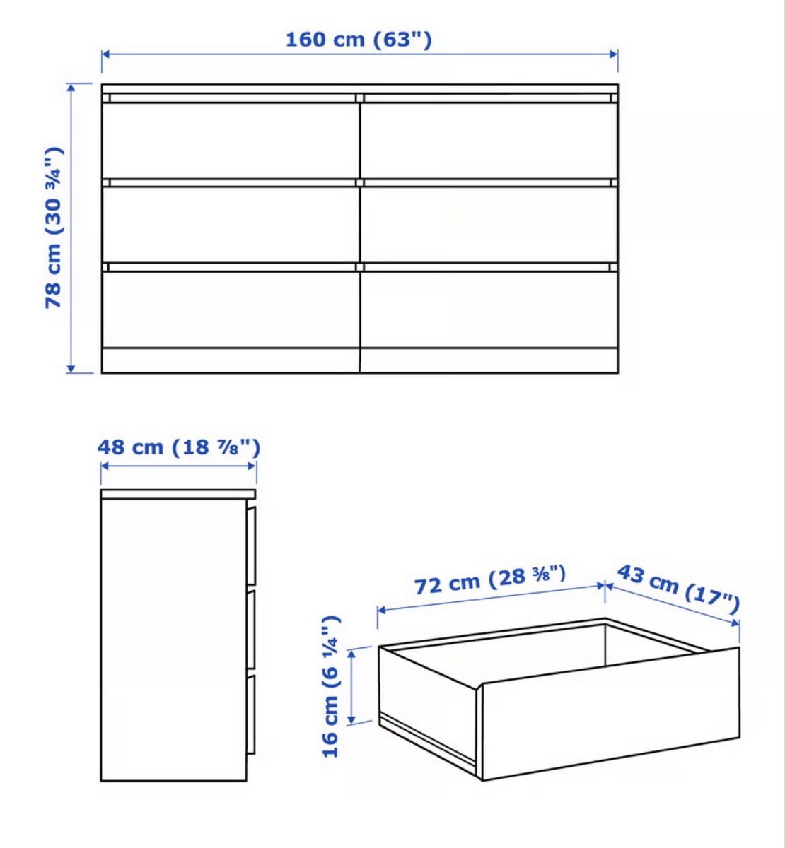 Ikea Cassettiere: Kommode mit 6 Schubladen 160x78cm – Usato da Zürich venduto da martagd 1