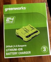 Greenworks Ladegerät und 2 Akkus 24V 4Ah neuwertig