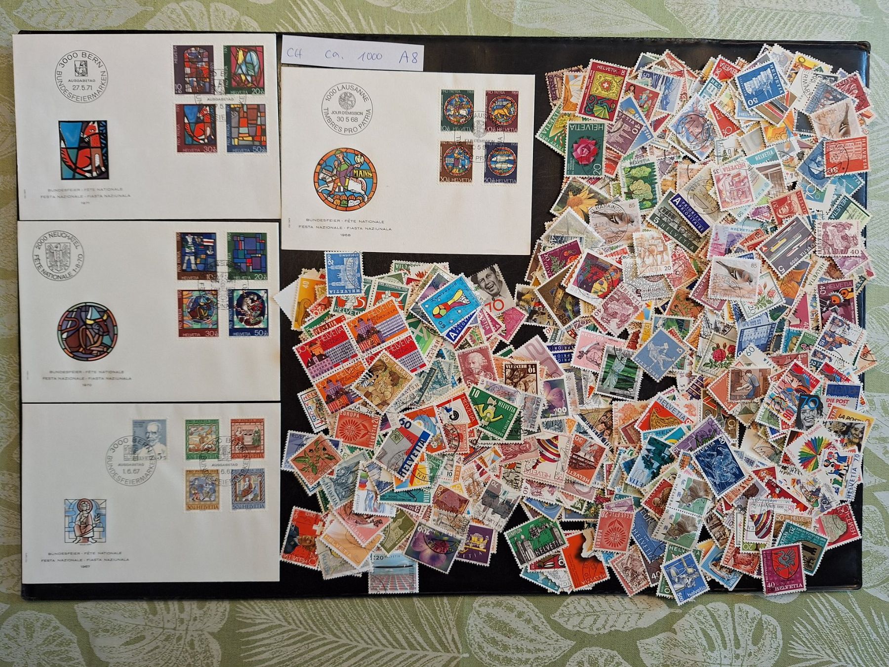 Tutti i francobolli: CH- ca. 1000 und 4 Briefe dazu (A8) – Usato da Genolier venduto da Antoine30