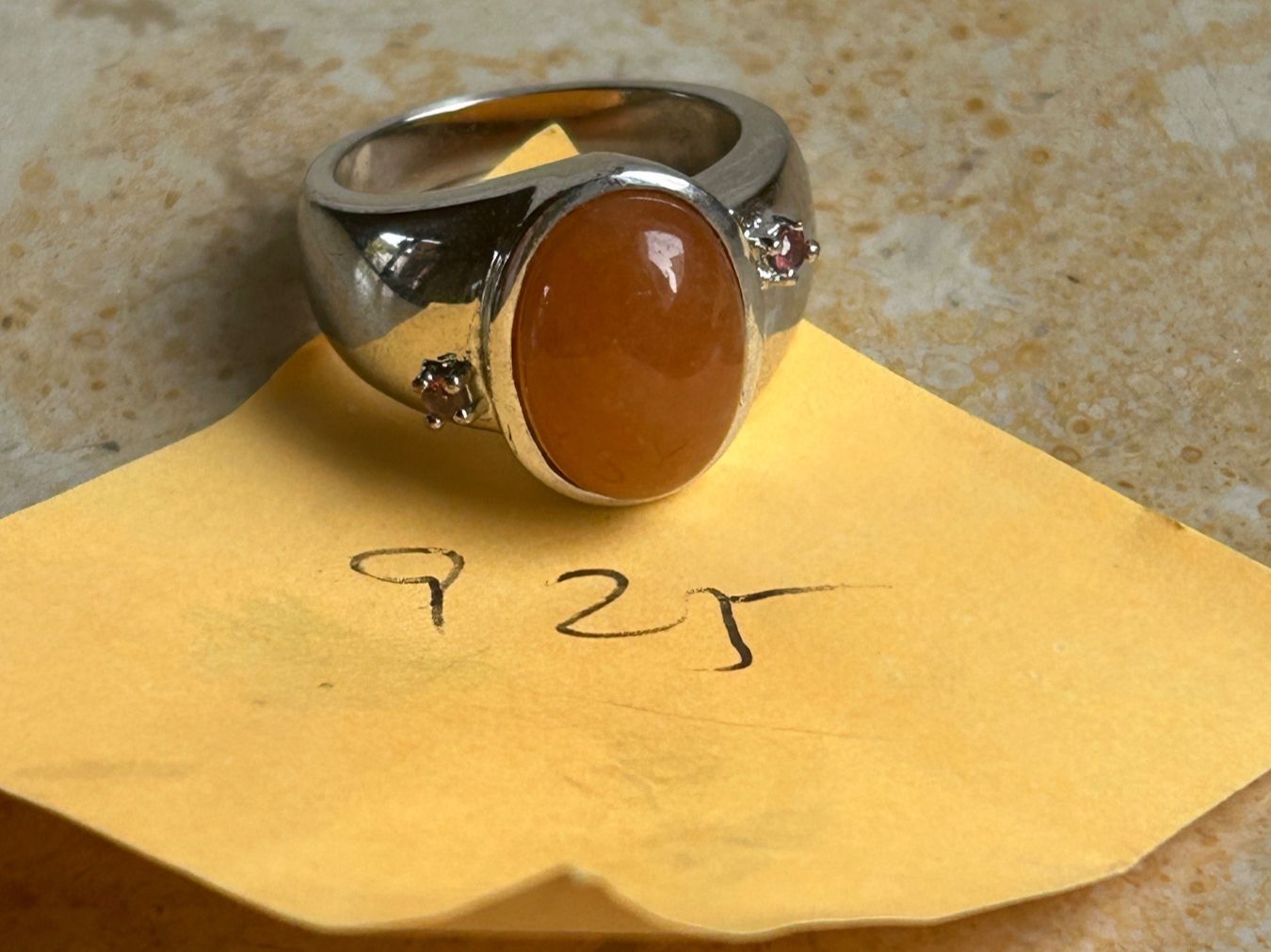 Ringe: Silberring mit orangefarbenem Stein rosa (57.5) – Gebraucht aus Laufen von Bellebellezza 5