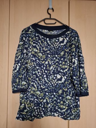 Blusenshirt Gr. 44, Laura Torelli, dunkelblau-grün gemustert