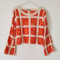 MARCH STUDIO Boho Häckel Top Pulli Shirt Bluse kurz Gr.M NEU