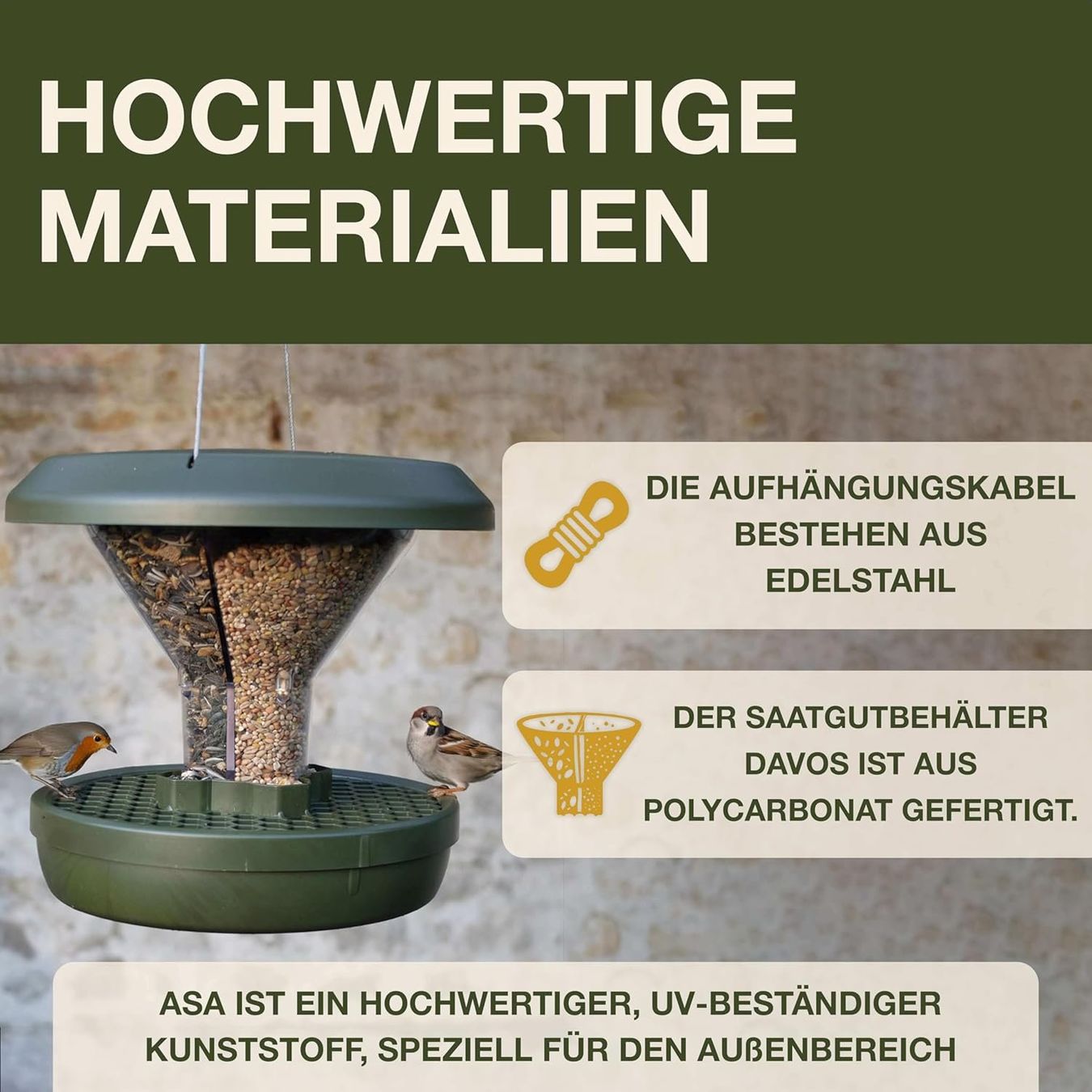 Casette per uccelli: Vogelfutterhaus Hängend Auffangschale Rattensicher Balkon – Nuovo e nell'imballaggio originale da Hallau venduto da Sale50OFF 6