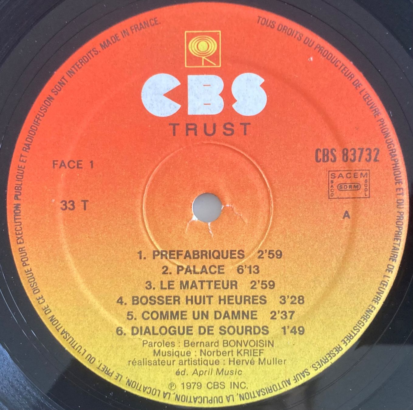 Vinyles: TRUST - L'ÉLITE – D'occasion à Poliez-Pittet par Newtown-Records 3