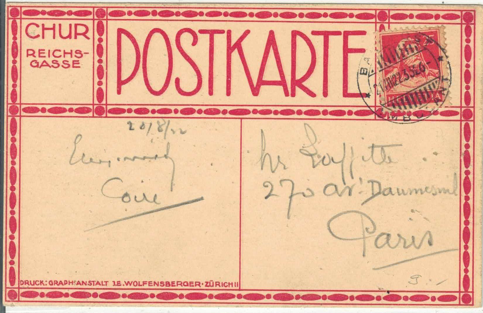 Ansichtskarten: Chur - Reichsgasse - Litho – Gebraucht aus Ettingen von Kartenplanet 1