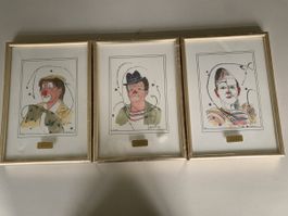 3 Clown-Bilder von Hans M. Zbinden