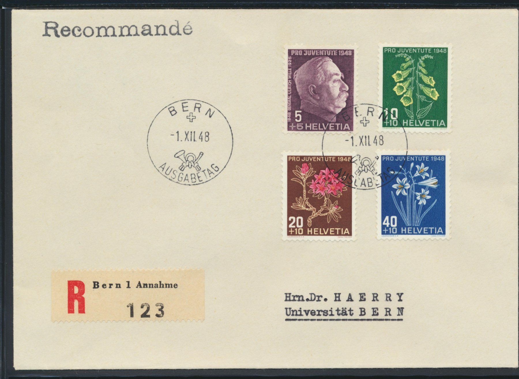 Tutti i francobolli: FDC Pro Juventute 1948 deutsch – Usato da Roggwil BE venduto da Stampdealer3