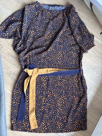 Robe ZARA BASIC imprimé pois bleu et orange T S bon état
