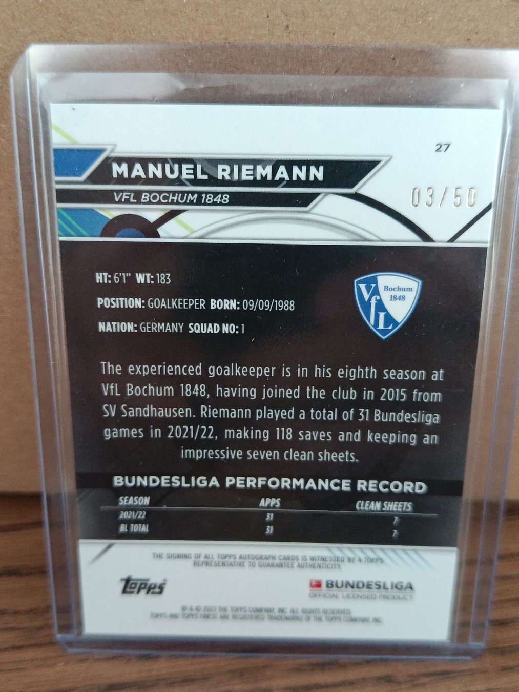 Topps Carte collezionabili: topps Manuel Riemann Autogramm 3/50  – Nuovo (secondo la descrizione) da Gerolfingen venduto da Thossy86 1